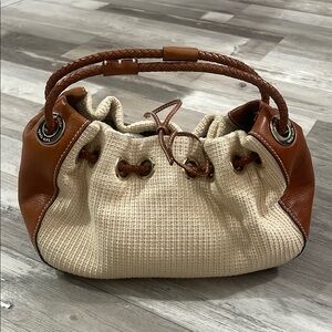 Kate Spade Tan and Cream Hobo Bag with Leather Trim